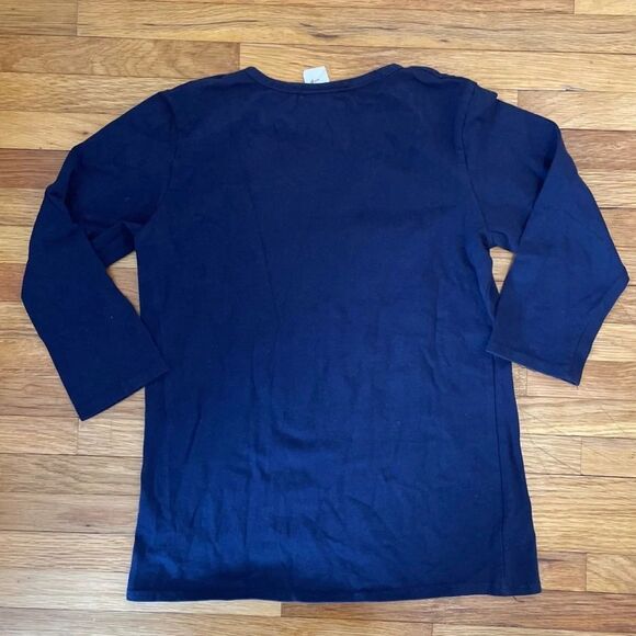 4/$25 Basic Colors 3/4 Sleeve Navy T-Shirt Silver Cherry Graphic Girls Size 16 - Picture 2 of 4